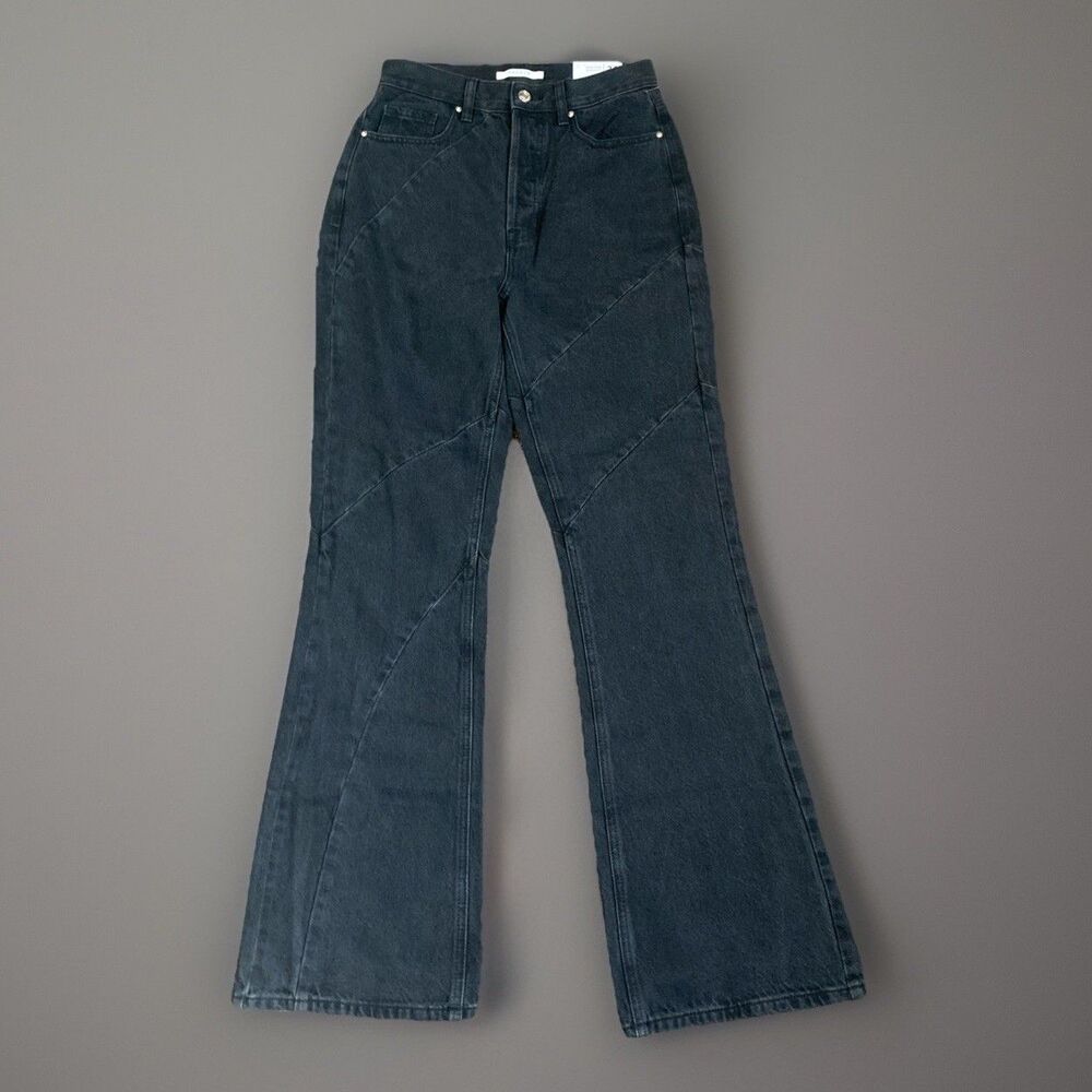 NWT Pacsun Eco Black Wave Panels High Waisted Bootcut Jeans Size 26
